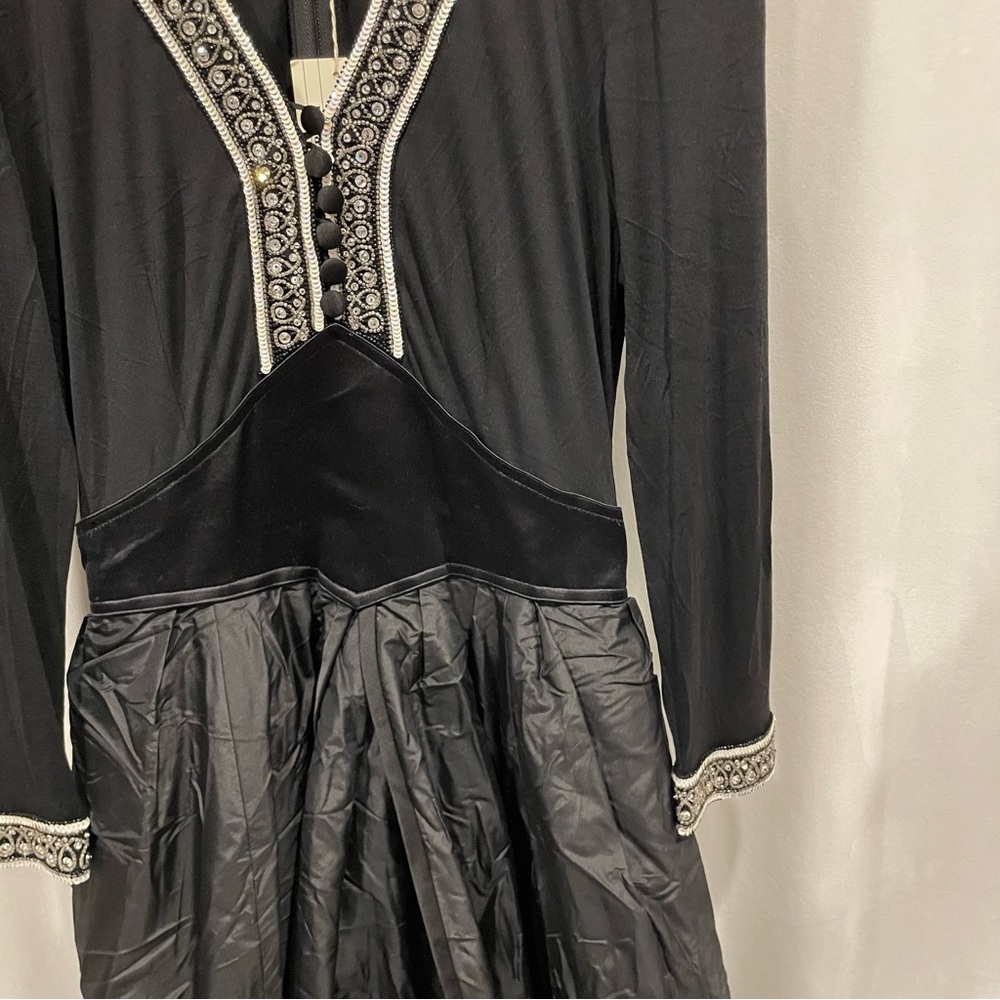 Vintage 70’s-80’s NWT black silk boho jeweled princess gown Averardo Bessi Italy - Picture 8 of 14